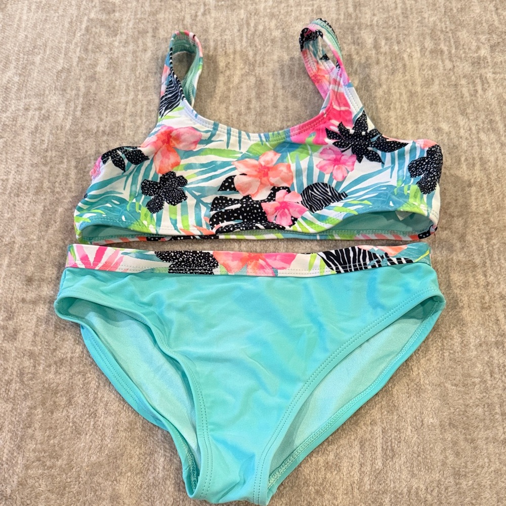 Wonder Nation Floral and Aqua Kids Bikini